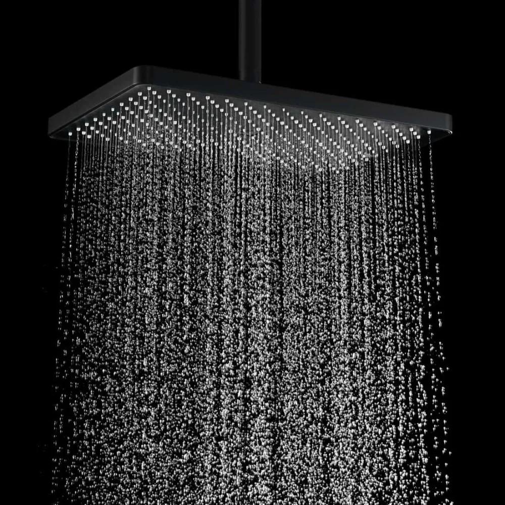 KIELLE Vega horná sprcha 1jet, 360 x 240 mm, so sprchovým ramenom 430 mm, matná čierna, 20118SE4