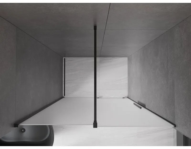 Mexen Velar, posuvné sprchové dvere do otvoru 160 cm, 8mm sklo námraza, čierna matná, 871-160-000-31-70