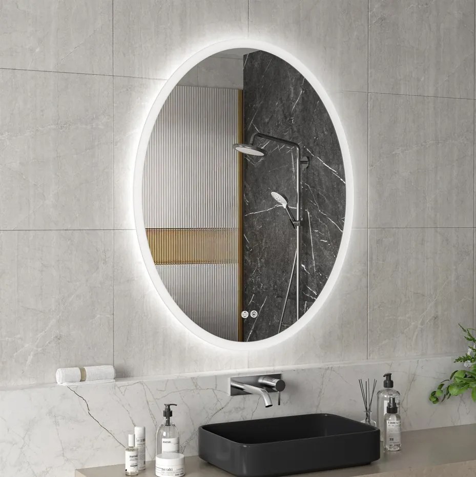 Erga Paola, oválne LED zrkadlo 80x100cm, 2645 lm, 3 farby svetla, predné a zadné osvetlenie, ERG-V01-302-1080-00
