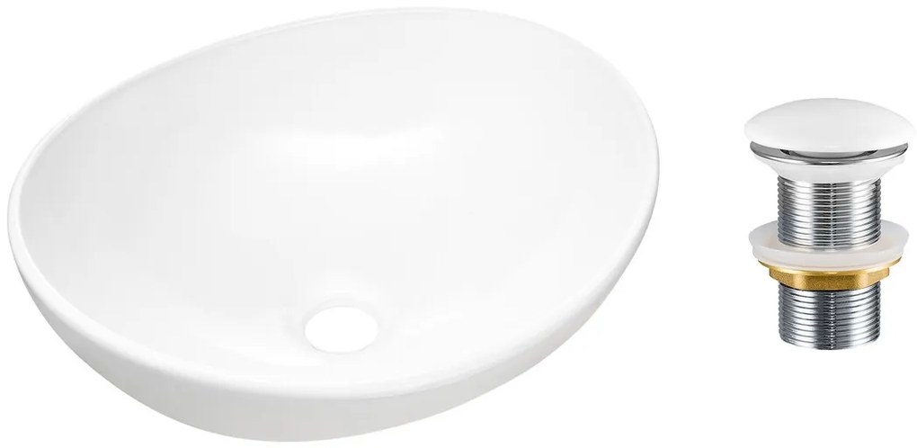 Sada keramického umývadla s výpustí Lola 33 cm biela