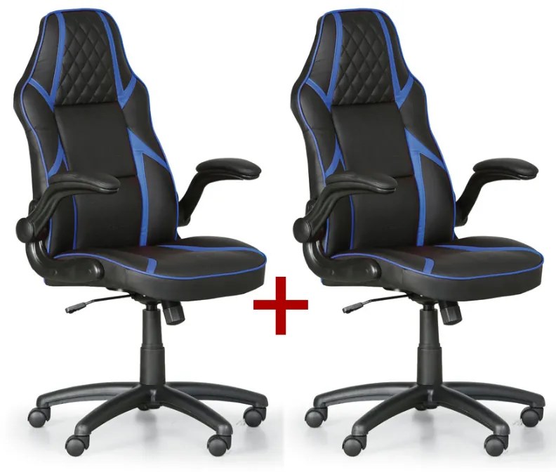 Kancelárska stolička GAME, 1+1 ZADARMO, čierna/modrá