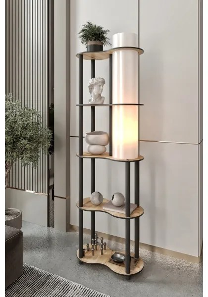 Stojacia lampa s poličkami NOTO 1xE27/40W/230V béžová/čierna