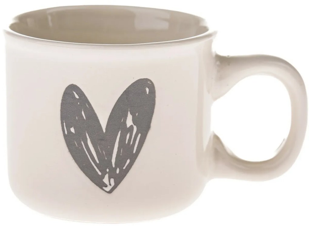 Súprava 6 keramických hrnčekov Srdiečko I, 90 ml, sivá