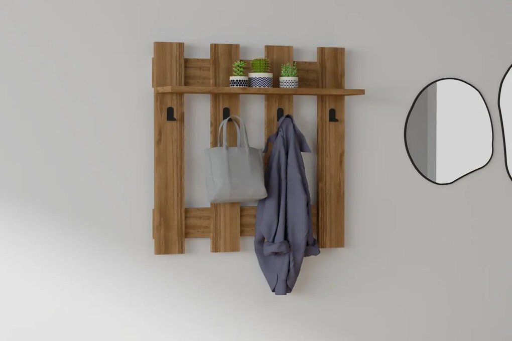 Nástenný vešiak s policou Carina 70 cm orech