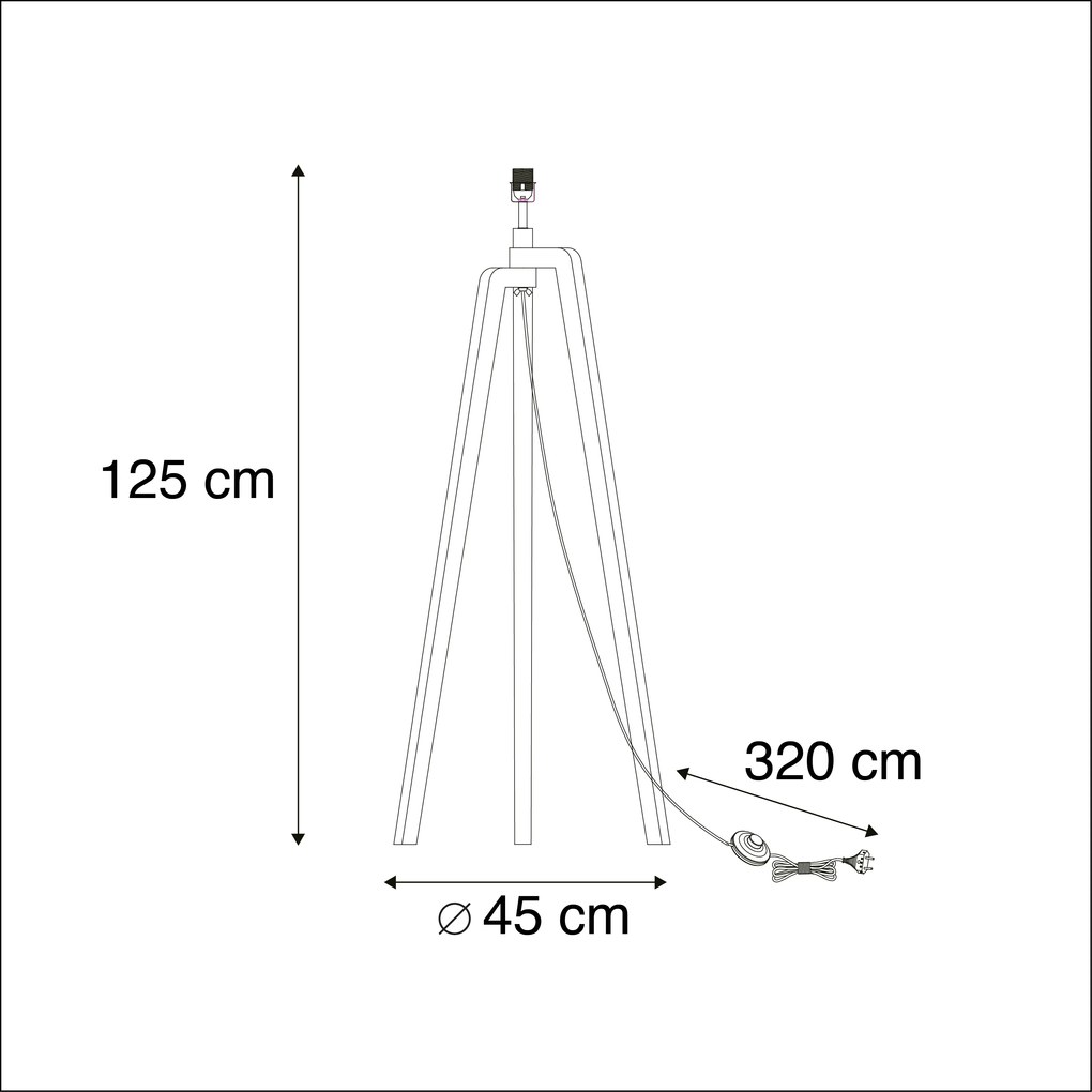 Stojaca lampa trojnožka drevo bez tienidla - Puros