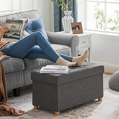 Taburet s úložným priestorom na nožičkách OTO, 76x38x40cm, antracitová SongmicsHome