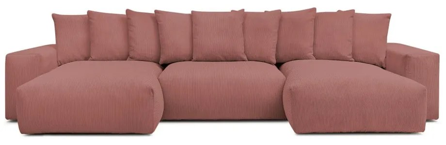 Svetloružová menčestrová rohová pohovka Voltaire – Bobochic Paris