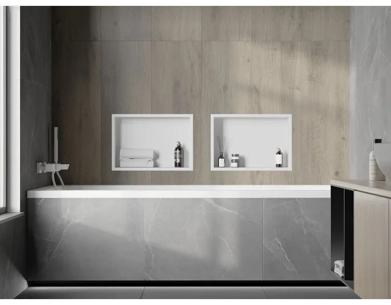 Mexen X-Wall-R, polička na zapustenie na obklad s golierom 45 x 30 cm, biela, 1920453010