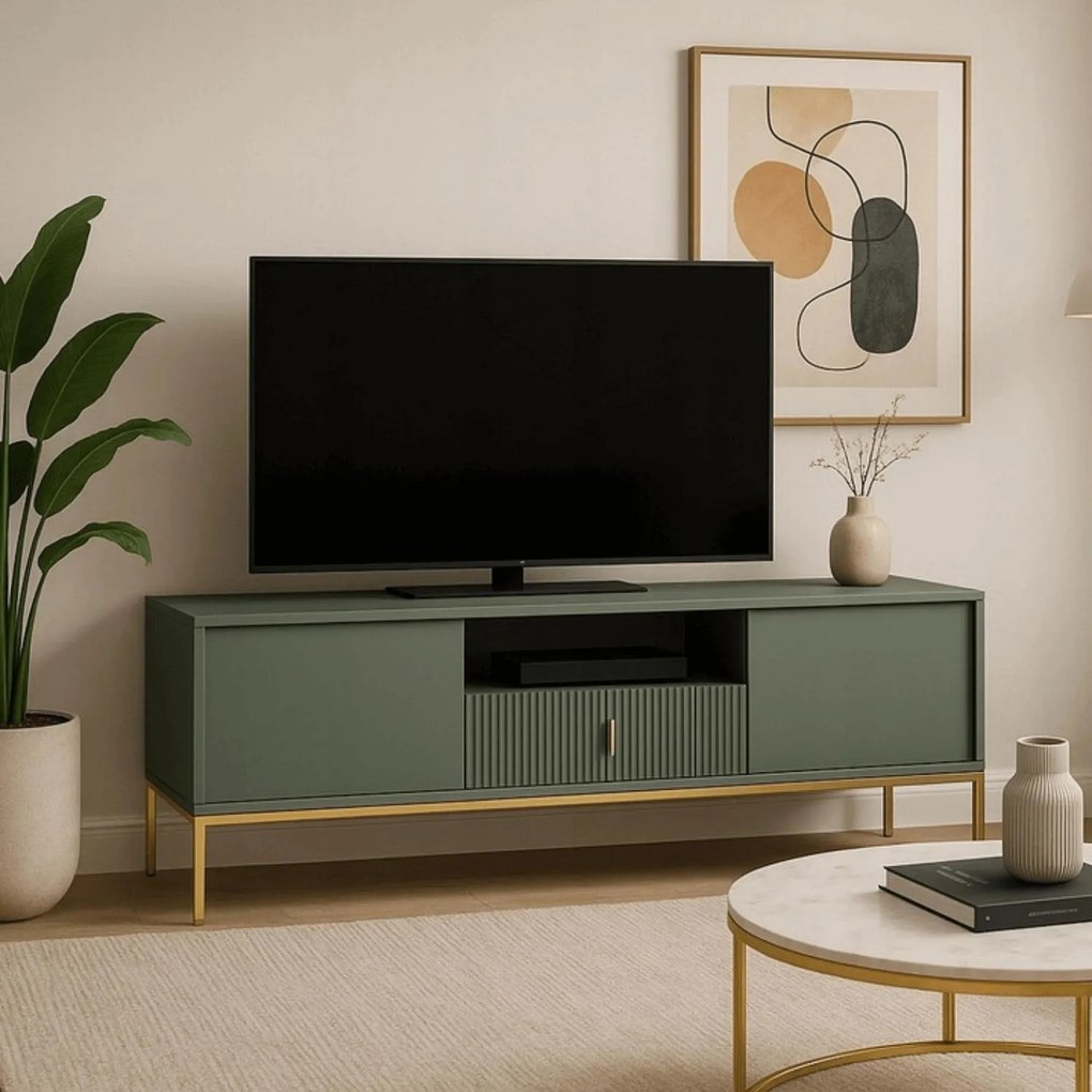 TV skrinka Militaba (zelená + zlatá) . Akcia -20%. Vlastná spoľahlivá doprava až k Vám domov. 1129025