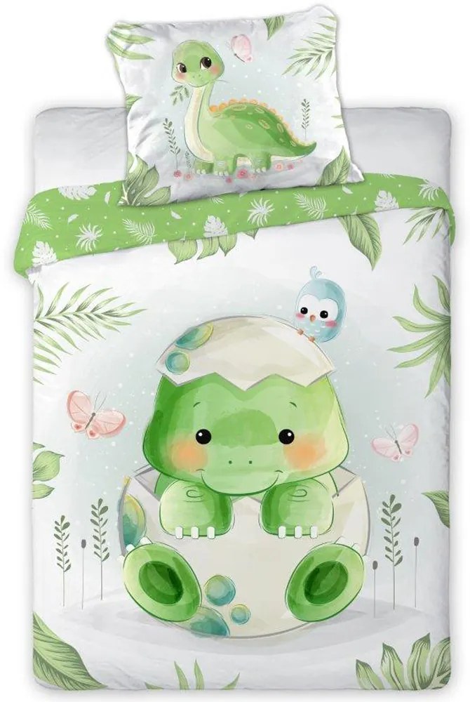 DETSKÉ BAVLNENÉ OBLIEČKY DINOSAURS 100X135 CM, 1KS 40X60 CM VZOROVANÉ