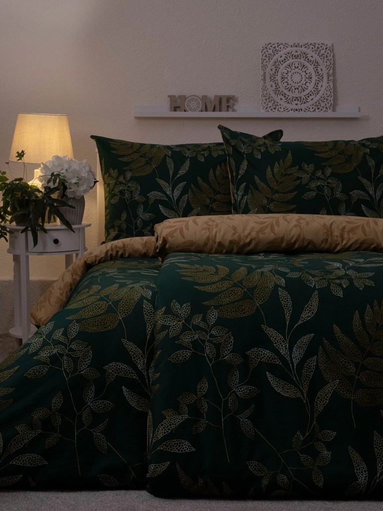 Predĺžené bavlnené obliečky Renforcé - Gabriela tmavo zelená