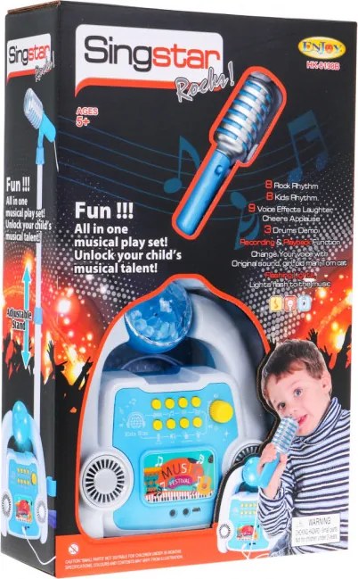 Detské karaoke s mikrofónom a stojanom so svetelnými efektmi