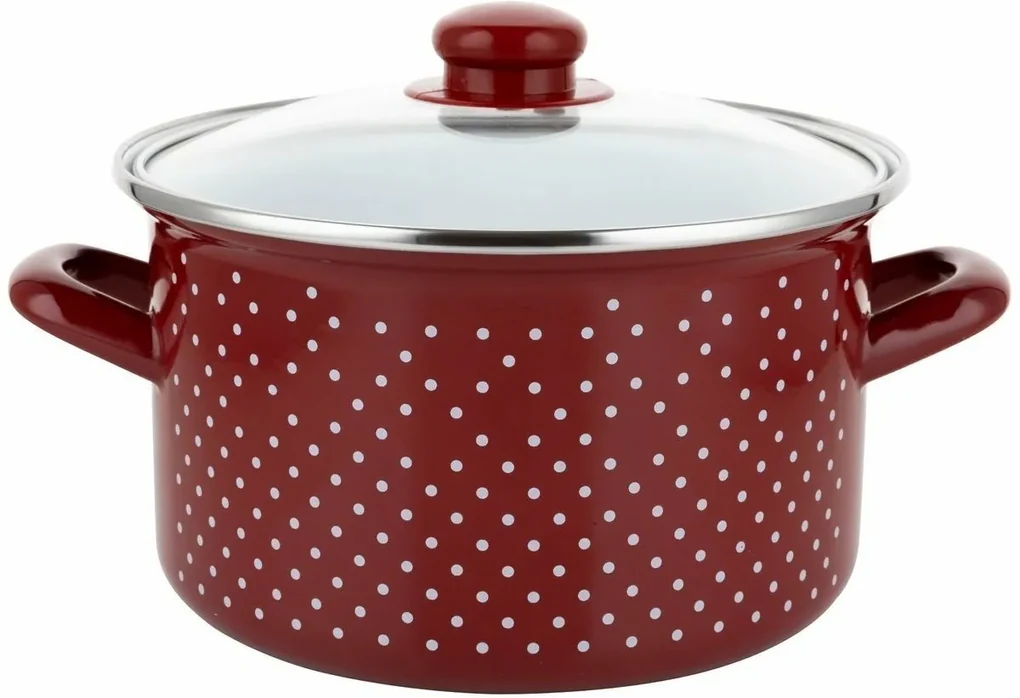Smaltovaný hrniec RETRO 20 cm, červená