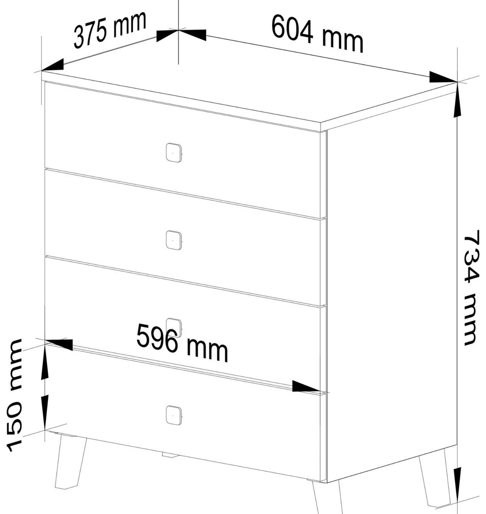Komoda Mobian 4 (kašmír). Akcia -18%. Vlastná spoľahlivá doprava až k Vám domov. 1107560