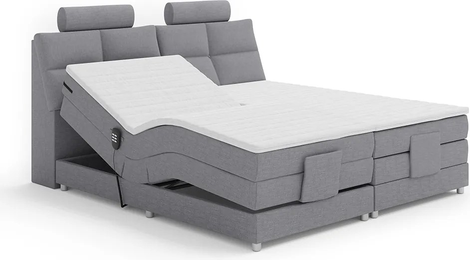 Elektrická polohovacia posteľ, boxspring, sivá, 160x200, POLERMA NEW