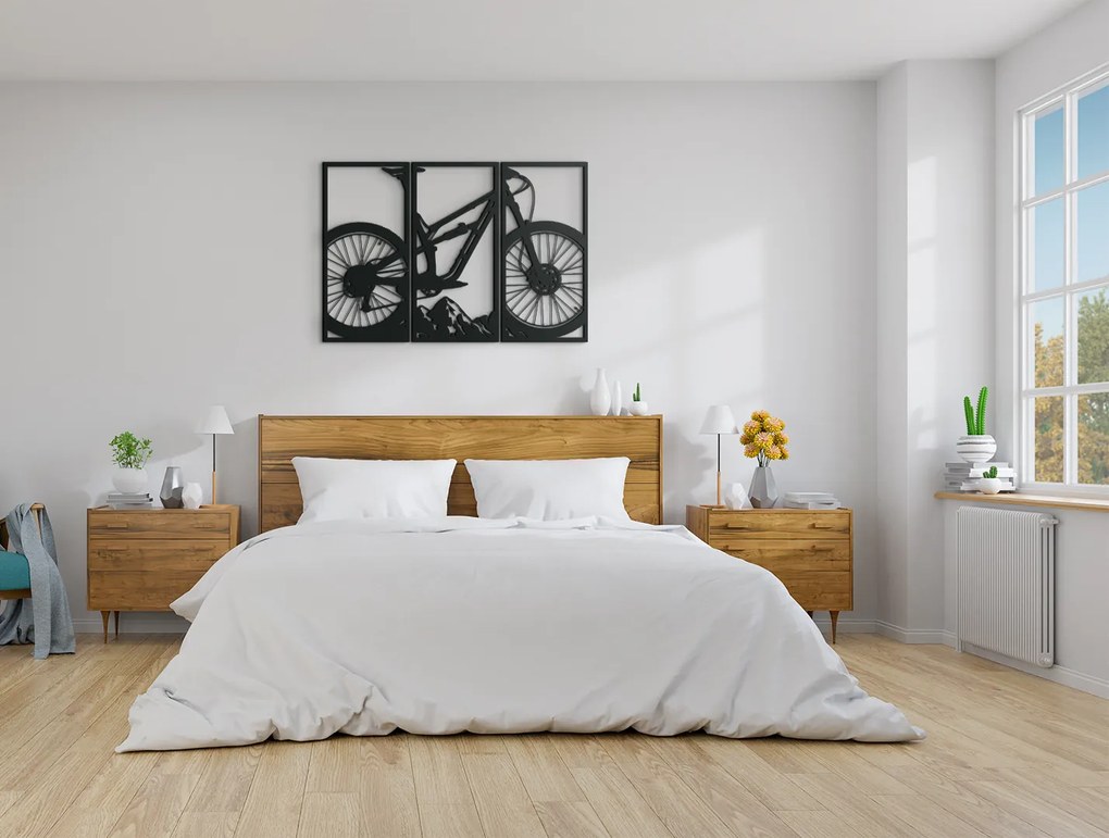 drevko 3-dielny obraz Bicykel Rozmer obrazu: 44 x 65,5 cm, Farba dekorácie: Čierna