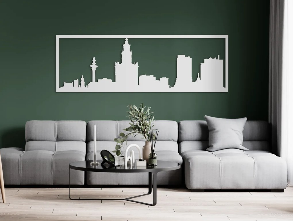 drevko Obraz Varšava panoráma Rozmer obrazu: 29,5 x 89 cm, Farba dekorácie: Čierna