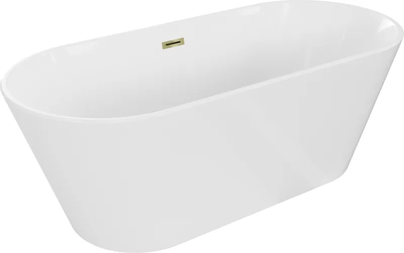 Mexen Flavia voľne stojaca vaňa 150 x 75 cm, biela, odtok zlatý - 54031507500-50