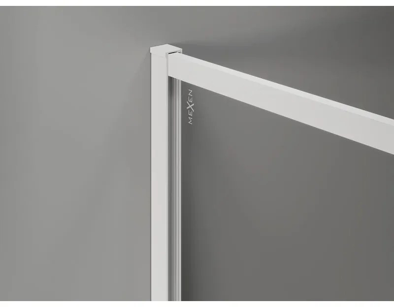 Mexen Kioto-F, sprchová zástena s rámom 110 x 202 cm, 8 mm sklo námraza, biely profil, 800-110-104-20-30