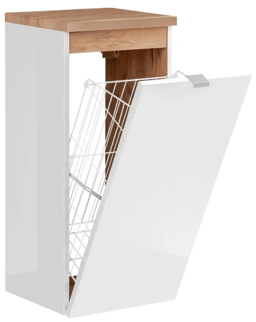 Komplet nábytku do kúpeľne s umývadlom Capri Biely lesk/Dub zlatý - 80 cm