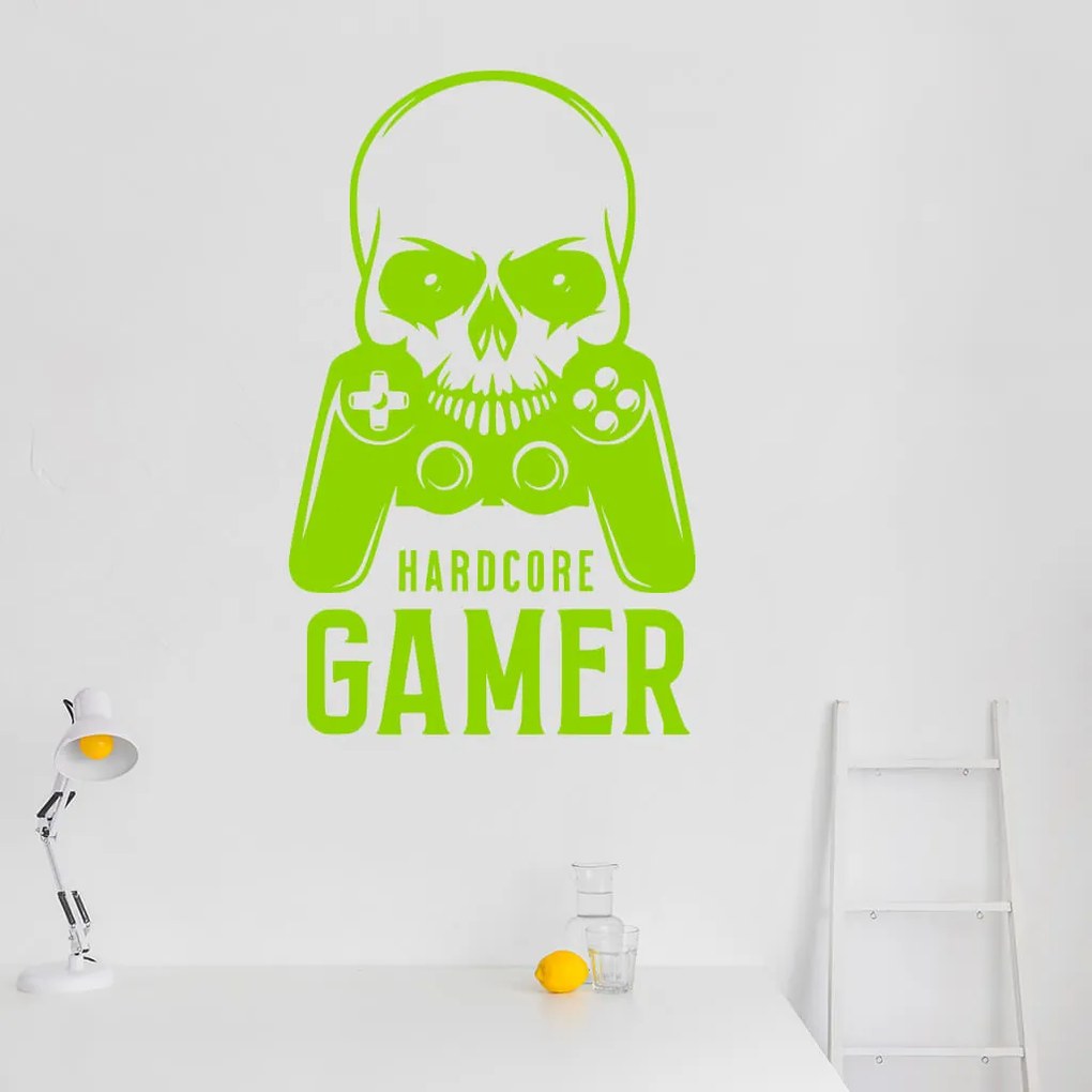 Veselá Stena Samolepka Hardcore Gamer Farba: černá, Veľkosť: 80 x 49 cm