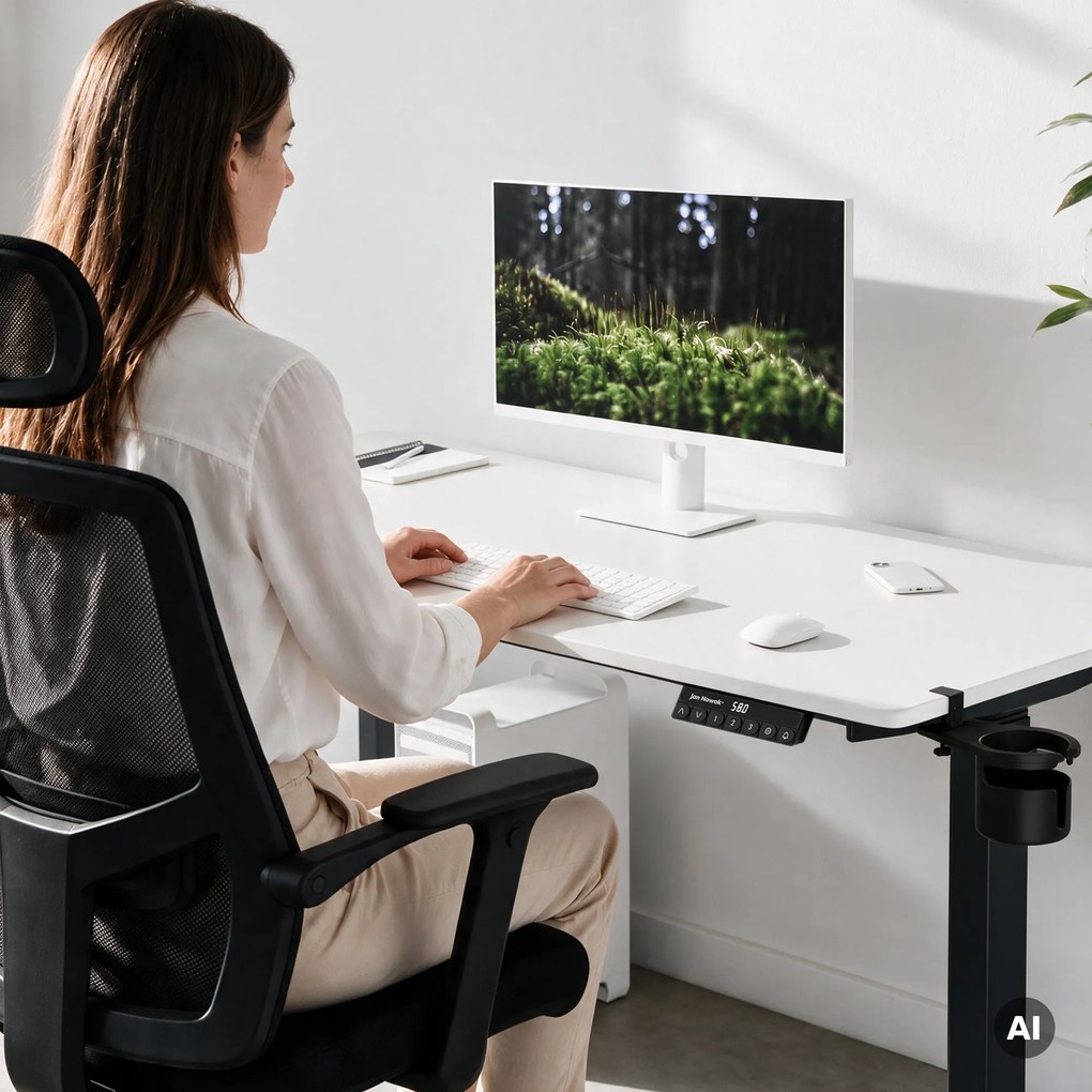 Elektrický stôl s nastavením výšky ergonomický antracitovo-bieli, 1600x800 mm: ARIA