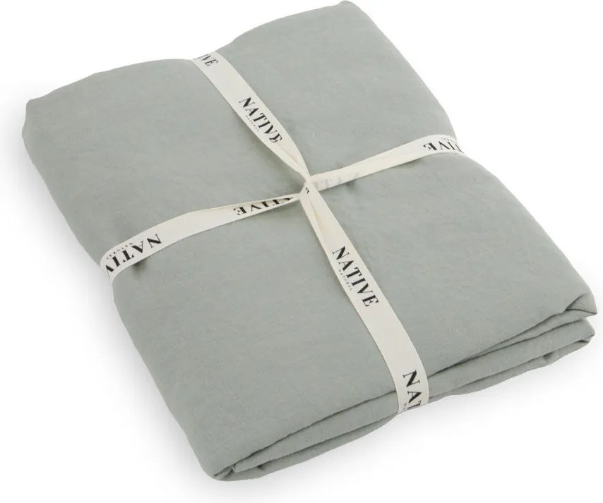 Sivozelené ľanové obliečky na jednolôžko 135x200 cm Stone – Native Natural