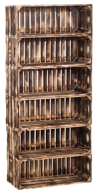 ČistéDrevo Drevené opálené debničky regál 132 x 60 x 24 cm