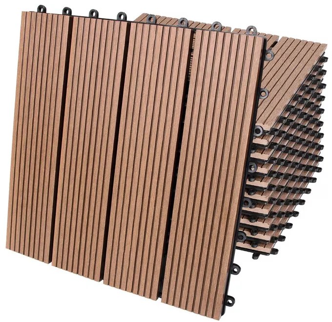 InternetovaZahrada WPC dlaždice - sada 11 ks, 30x30 cm klasická terakota