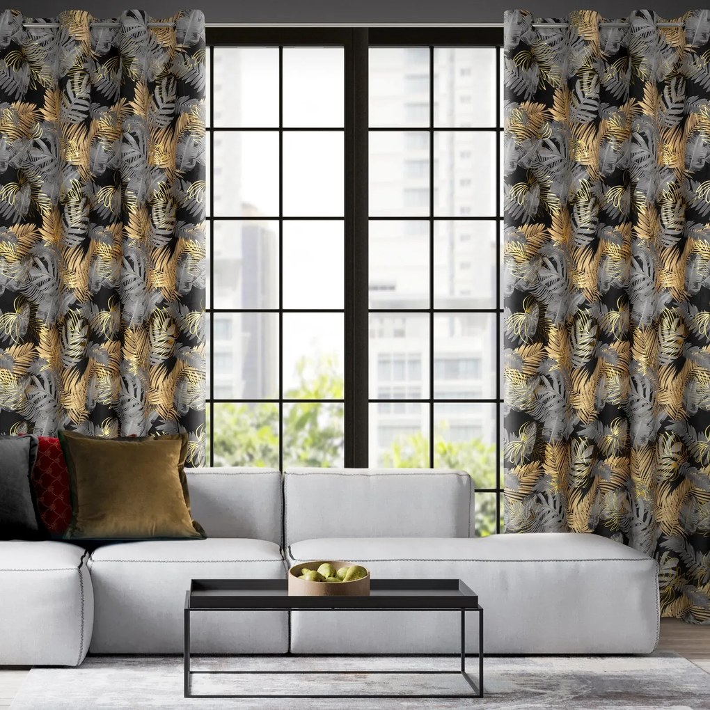 ZATEMŇOVACÍ ZÁVES NA KRÚŽKOCH BALI 140X250 CM LISTY