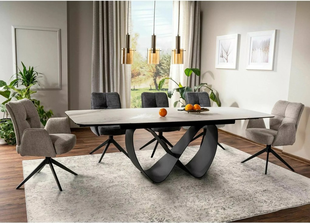 Rozkladací jedálenský stôl Infinity 160/240 cm biely mramor/čierny