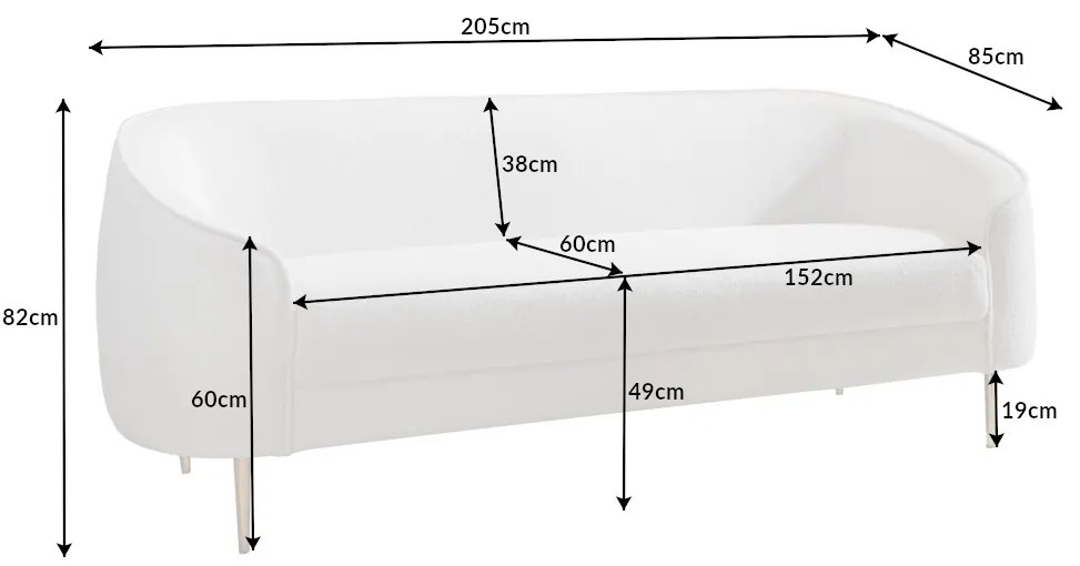 Dizajnová sedačka Maali 205 cm biela