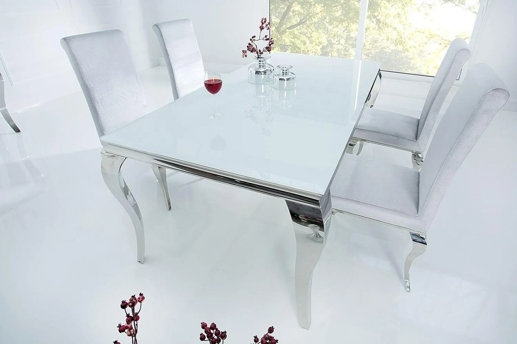 Jedálenský stôl Rococo 180 cm biela / strieborná - Skladom na SK