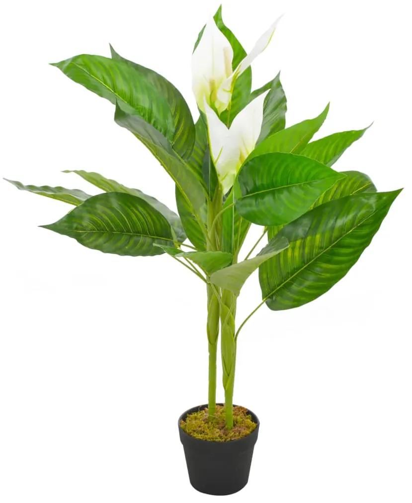 vidaXL Umelá rastlina, antúria s kvetináčom, biela 90 cm