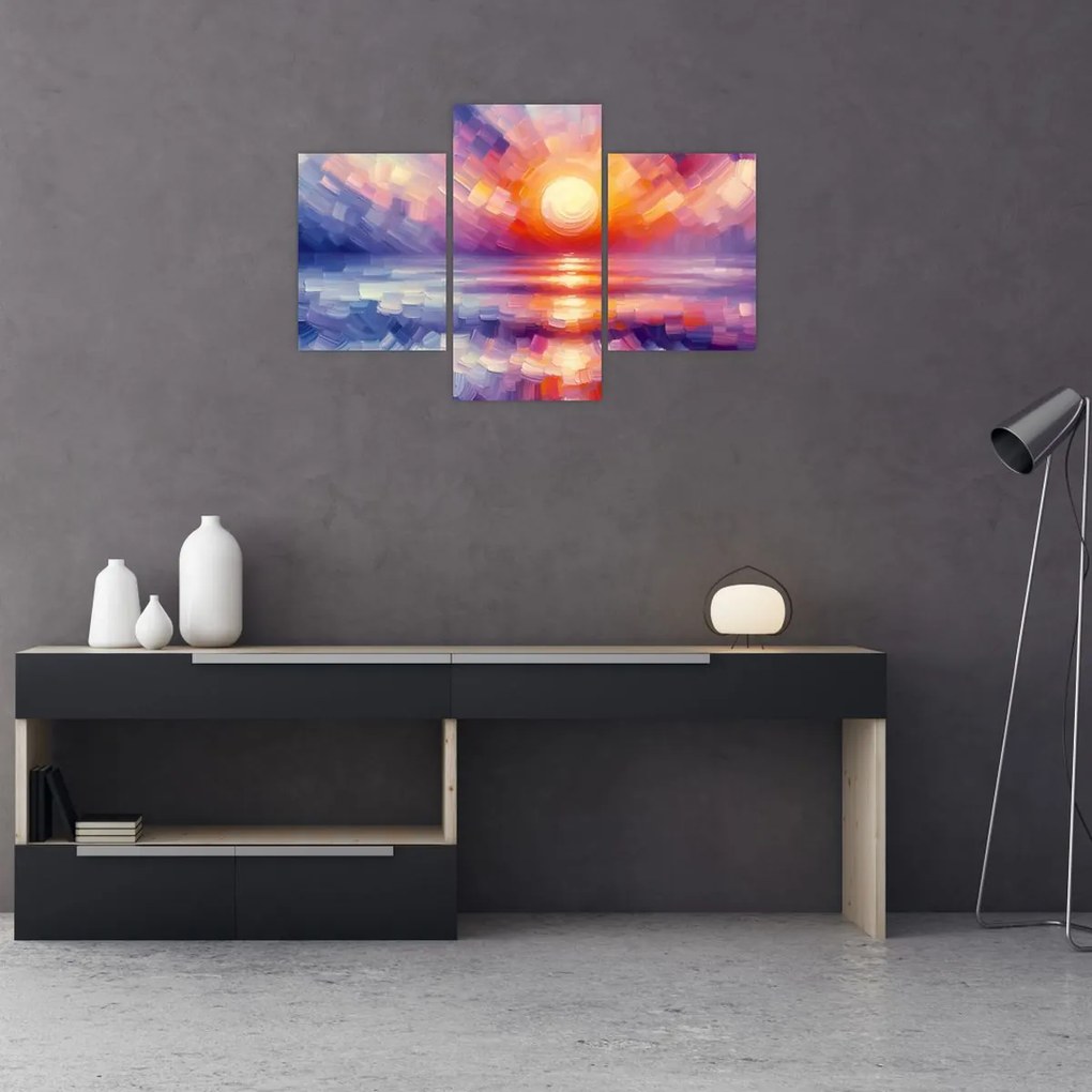 Obraz - Farebný umelecký západ slnka (90x60 cm)