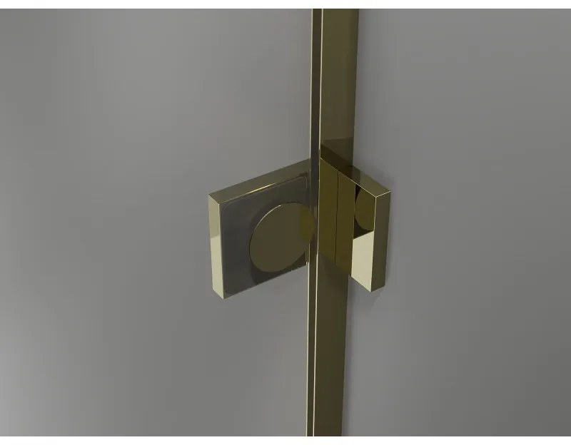 Mexen Lunar-B, pravostranný výklopný sprchový kút 80 x 80 cm, 8mm číre sklo, zlatý profil, 832-080-080-50-00-P