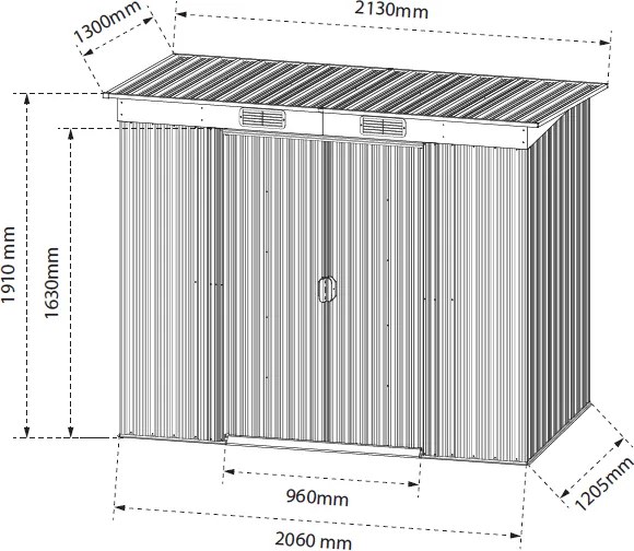 Záhradný domček BestBerg BBSH-407G / 2,8 m² / 130 x 213 x 191 cm / sivá