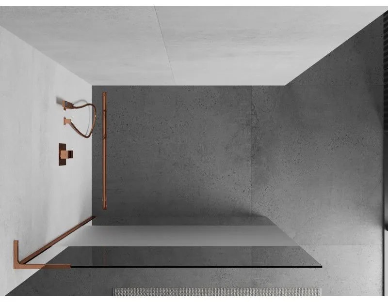 Mexen Kioto L, sprchová zástena Walk-In 90 x 200 cm, 8mm číre sklo-námraza, ružové zlato profil, 800-090-103-60-35