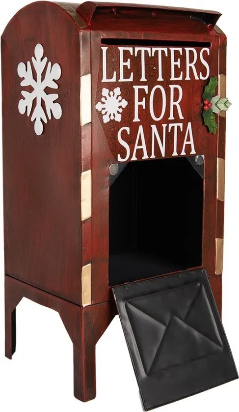 Červená kovová dekoračná schránka Letters for Santa - 27*21*53 cm