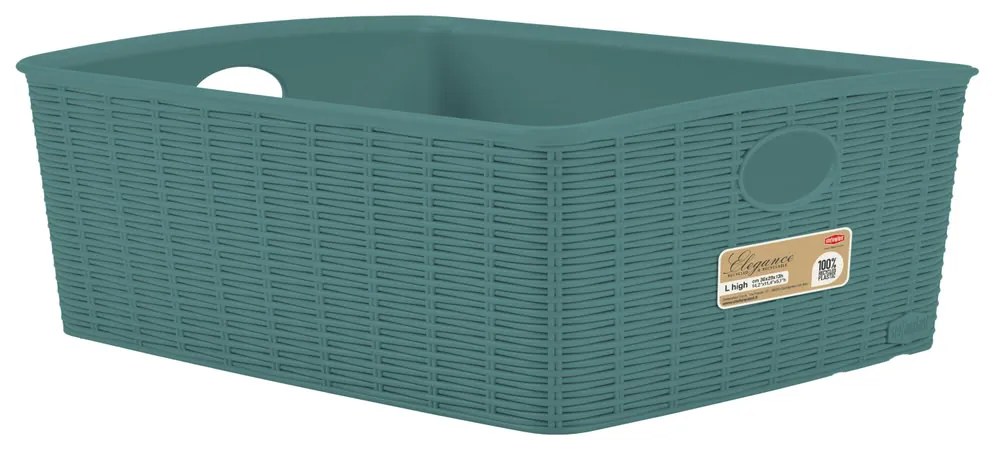 STEFANPLAST Košík Elegance L, 36 × 29 × 13 cm, vysoký, zelenošedý