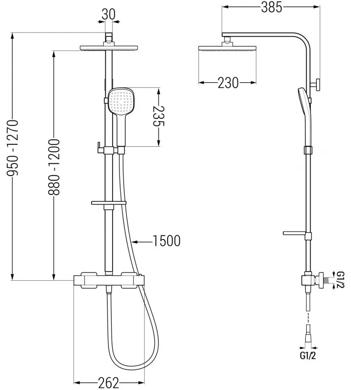 Mexen - CQ33 sprchový set s termostatickou batériou cube, chrómová 772503395-00