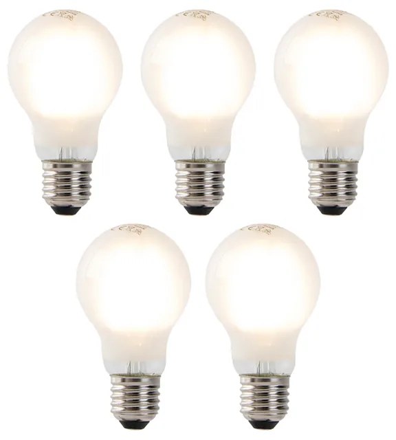 Sada 5 LED žiaroviek E27 Filament A60 matné sklo 4W 450lm 2700K