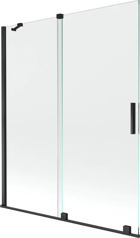 Mexen Velar dvojkrídlové posuvné vanové zásteny 140 x 150 cm, transparentné, čierne - 896-140-000-01-70