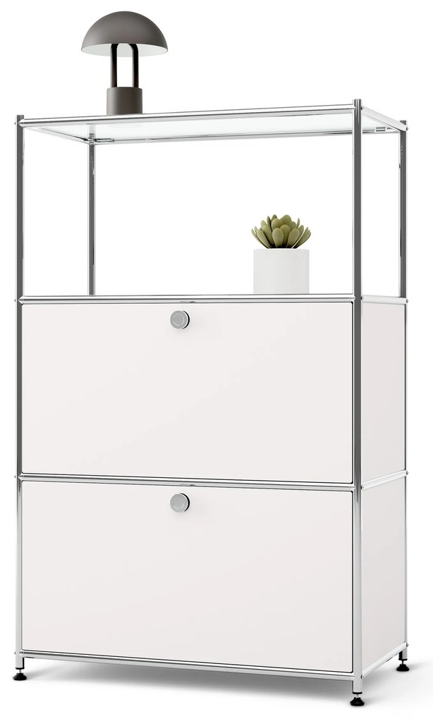 Kovová komoda »CN3« s 2 výklopnými priehradkami, biela