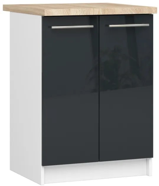 Spodná kuchynská skrinka s doskou OLIWIA S60 2D biela / grafitová, lesk