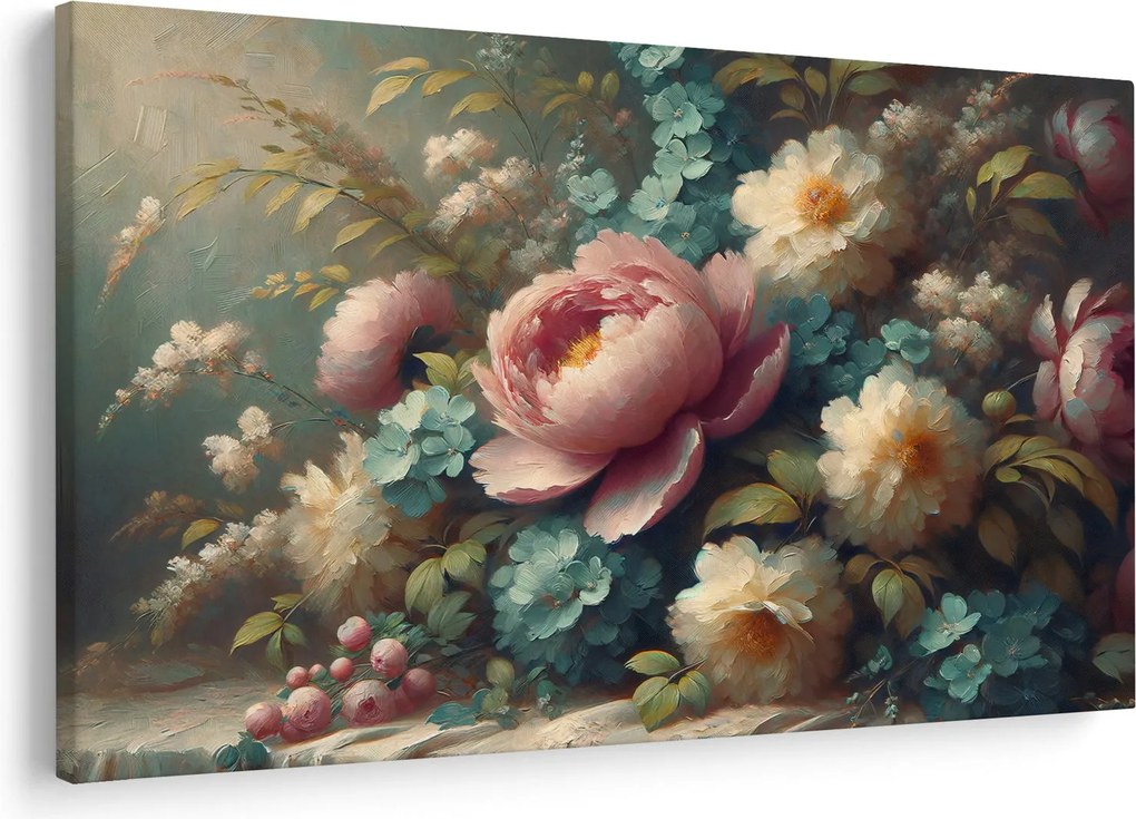 Obraz - Zátišie s kvetmi - maľba (90x60 cm)