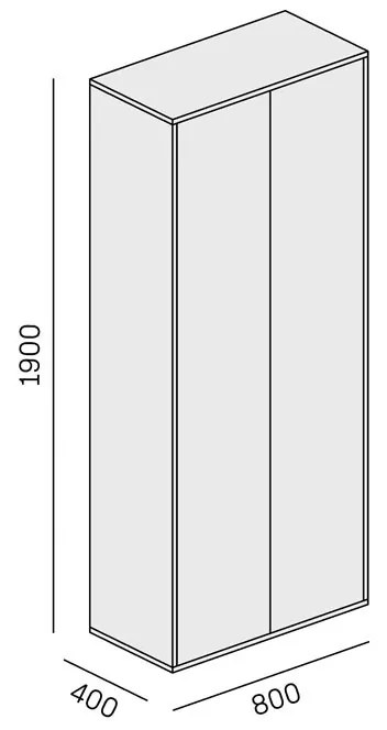 PLAN Kancelárska šatníková skriňa LAYERS, výsuv, 800 x 400 x 1905 mm, biela