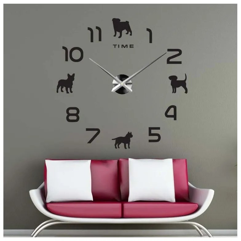 Hodiny na stenu pes aj silver l SENTOP 12SZ069