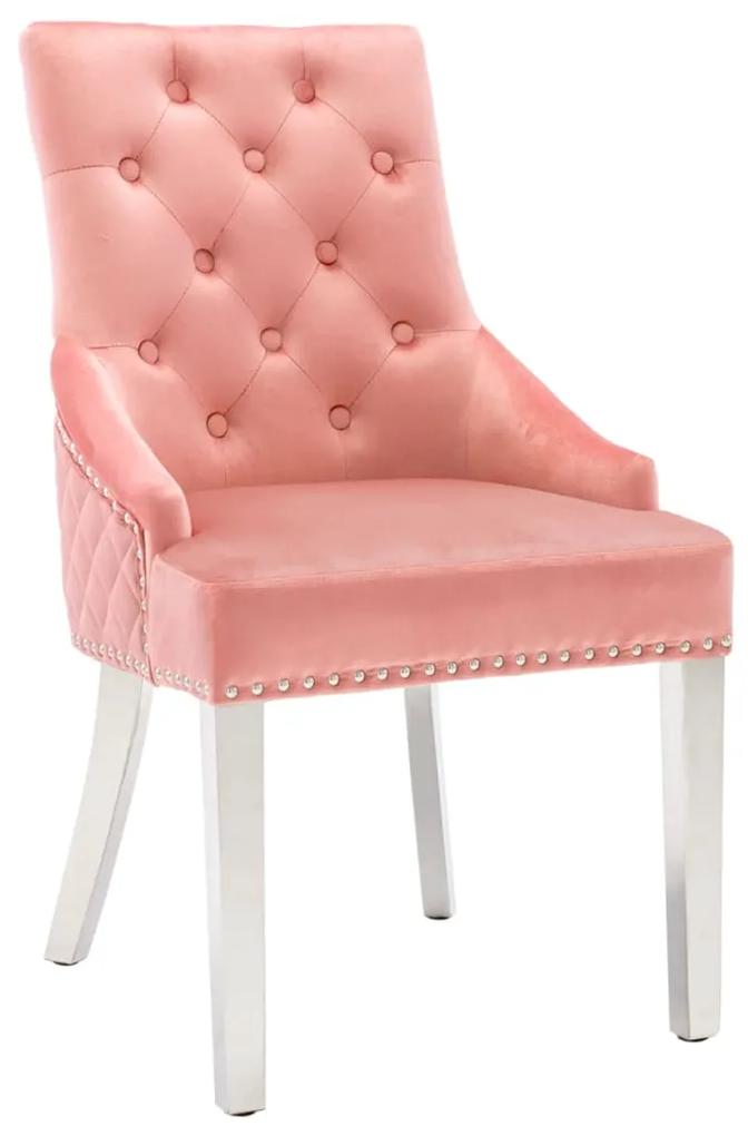 Jedálenská stolička ružová zamatová