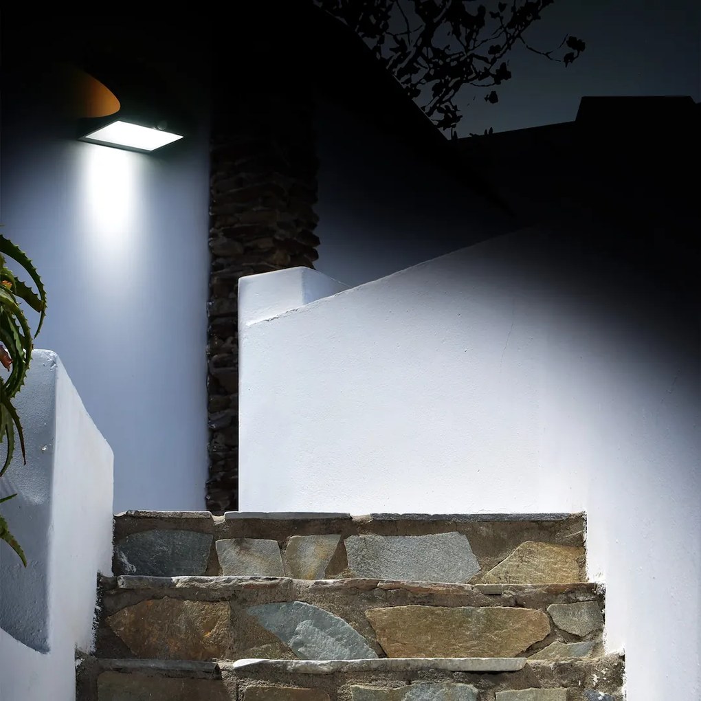 Ecolamp Exteriérové solárne nástenné LED svietidlo Butterfly, 1x LED 6,8w, čierna, pohybový senzor